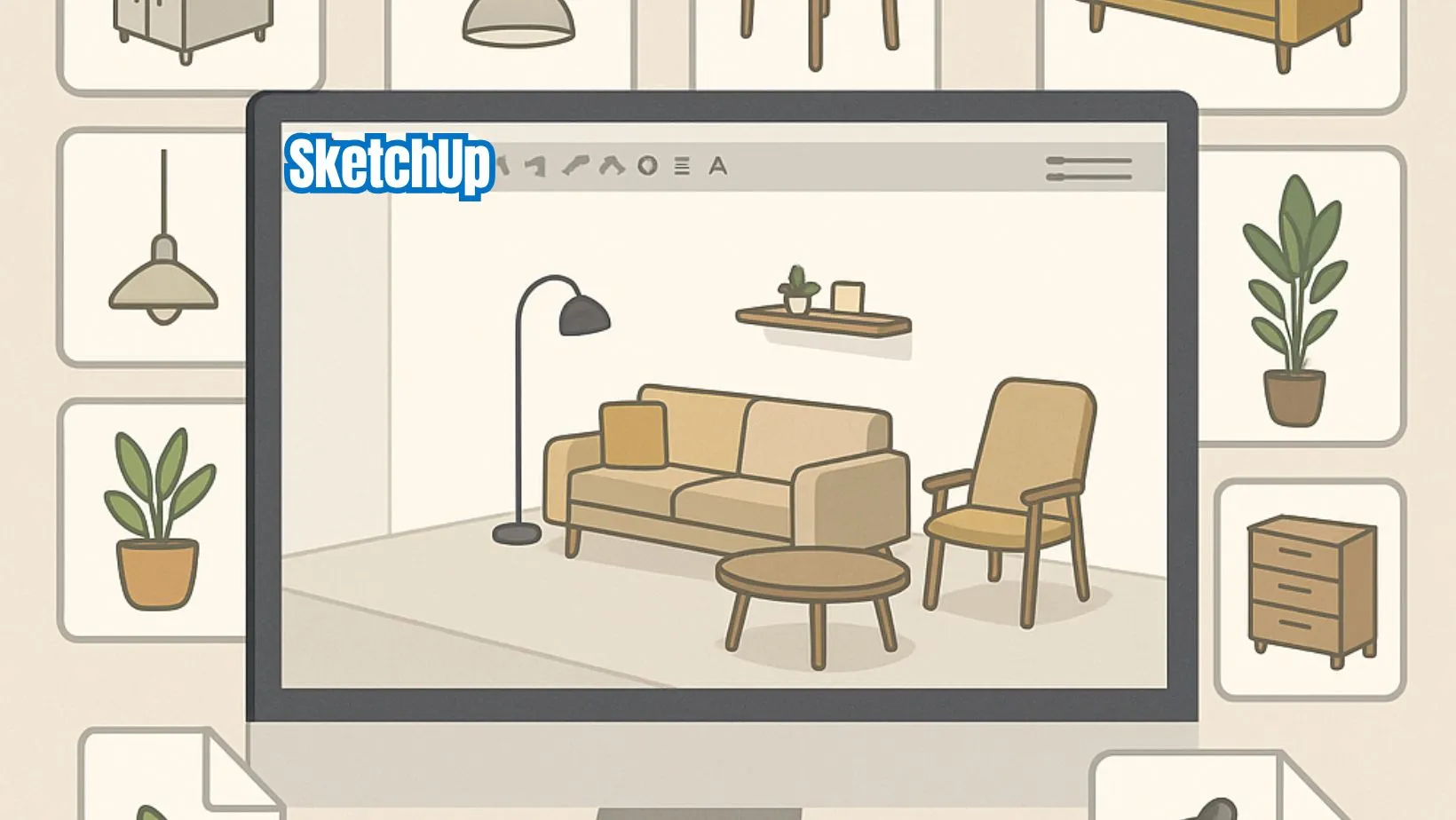 bibliothèque objets sketchup décoration